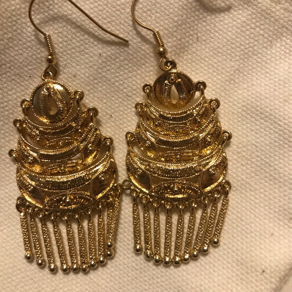 Faux gold chandelier earrings
